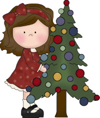 girl christmas tree